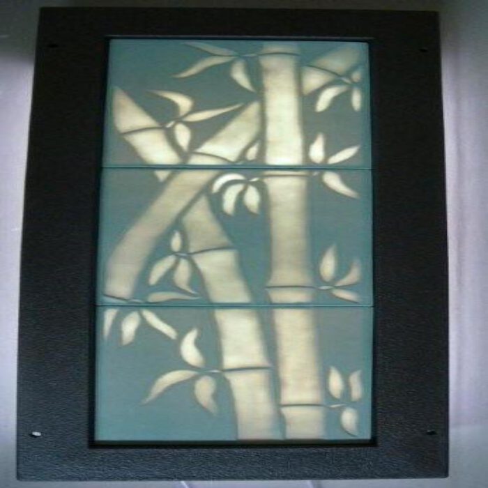 an image of a porcelain window with a bamboo graphic on it